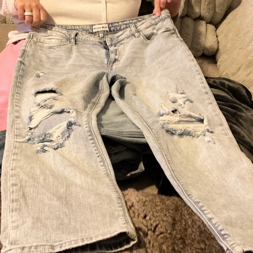 Studio Blue Women's Slim Straight Jeans - Light Acid Wash Blue - Picture 4 of 5